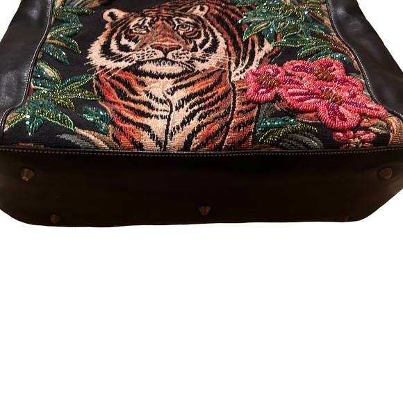 ISABELLA FIORE Vintage Tiger Beaded Tote Y2K Bag - Picture 4 of 14
